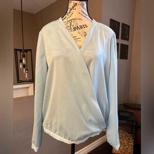 DKNY Blue Wrap Chiffon Blouse